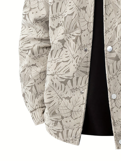 Herren Cordjacke Lässig Beige Modern