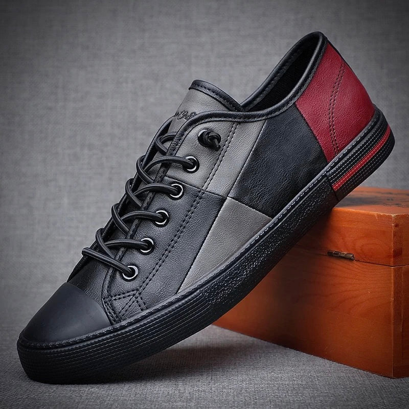 Herren Leder Sneaker Schwarz Elegantes Design
