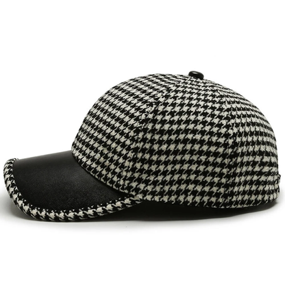 Herren Leder Mütze Elegante Schwarz