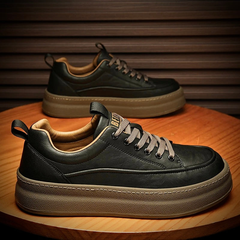 Leder Sneaker Herren Schwarz Sportlich - BerlinGlamour