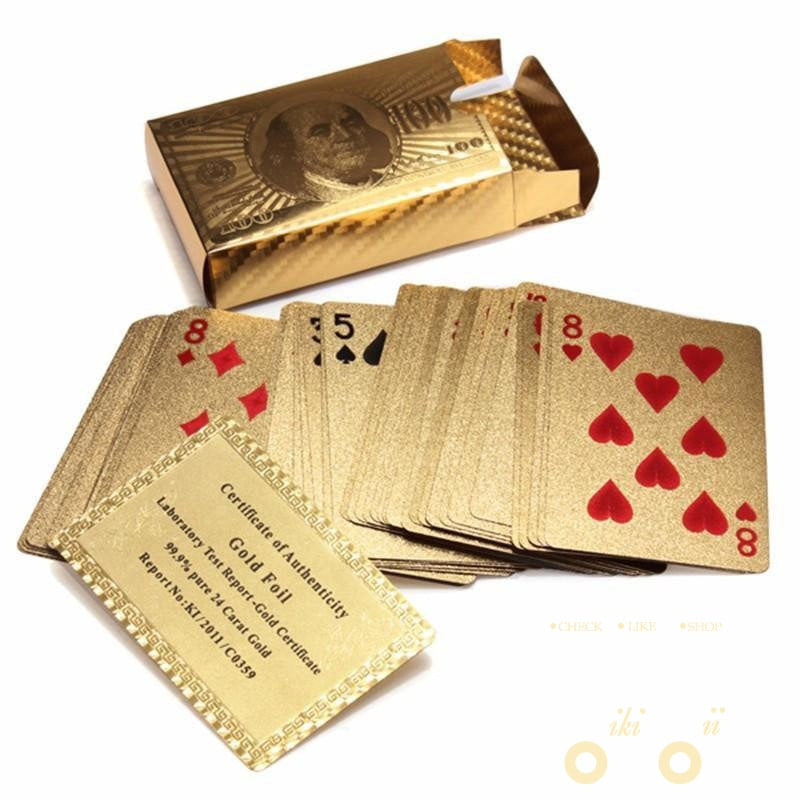 Glamour Spielkarten 24K Gold Holzbox Edel