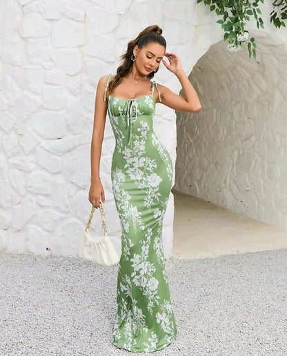 Sommer Maxikleid Blumenmuster Figurbetont feminin