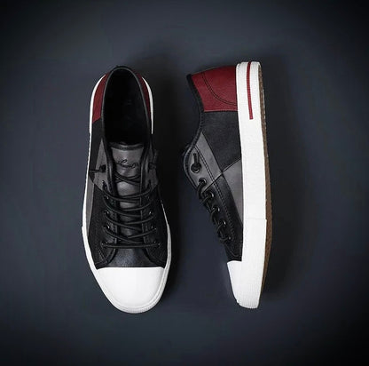 Herren Leder Sneaker Schwarz Elegantes Design