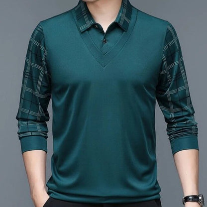 Herren Poloshirt Langarm Klassisch Elegант