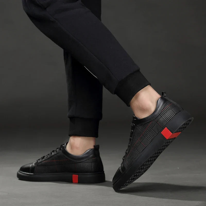Leder Sneaker Herren Premium Qualität Schwarz
