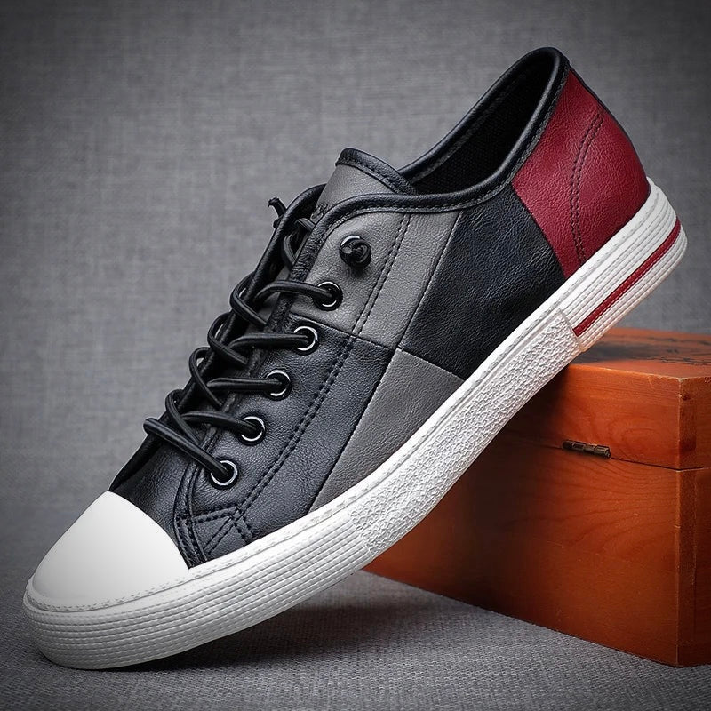 Herren Leder Sneaker Schwarz Elegantes Design - BerlinGlamour