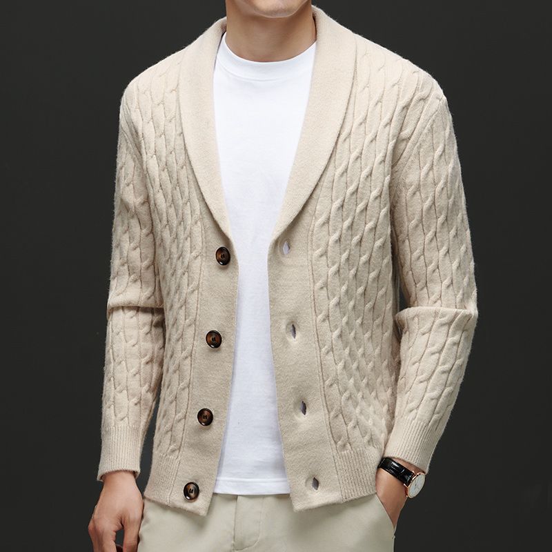 Herren Strickjacke Klassisch mit Knöpfen Braun
