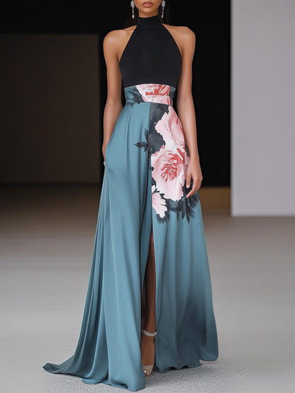 Damen Maxikleid Blumenmuster Ärmellos Sommerkleid - BerlinGlamour