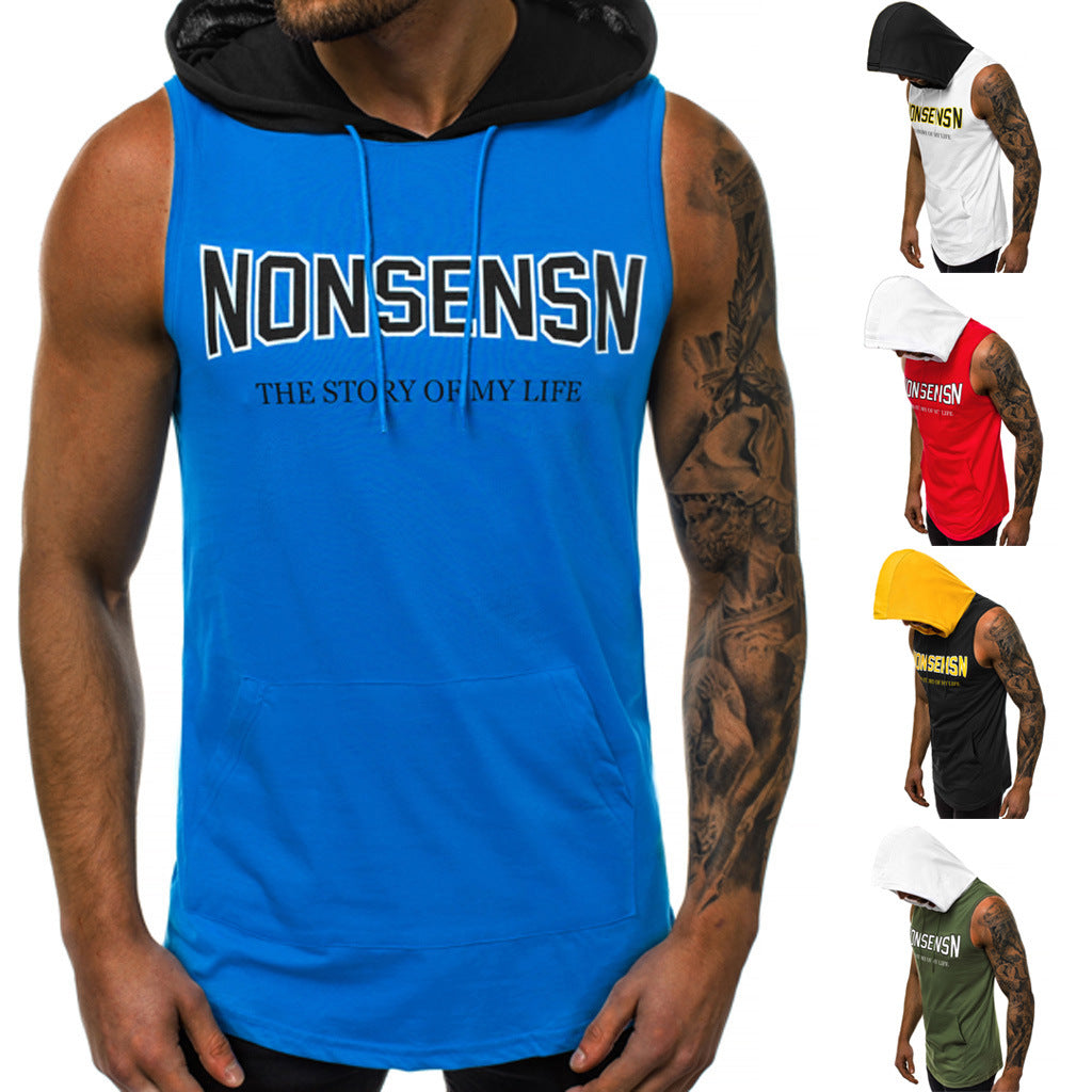 Herren Tanktop Sport Kapuzen-Shirt Ärmellos - BerlinGlamour