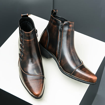 Herren Lederstiefel Elegante Schwarz Lederschuhe
