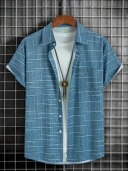 Herren Kurzarmhemd Kariert Büroshirt Modern