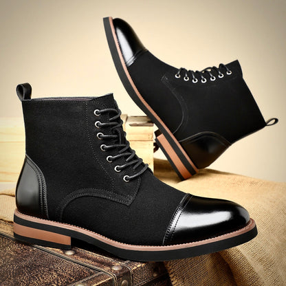 Herren Lederstiefel Oxford Elegantes Design Schwarz