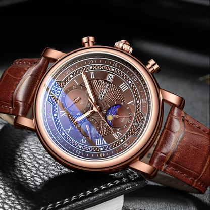 Herrenuhr Lederarmband Elegante Quarzuhr Schwarz
