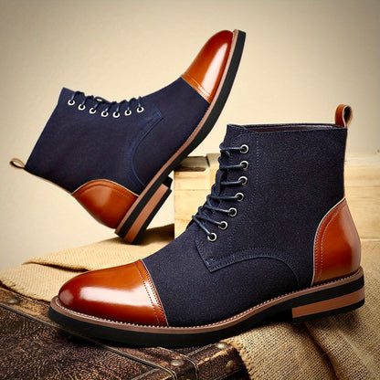 Herren Lederstiefel Oxford Elegantes Design Schwarz