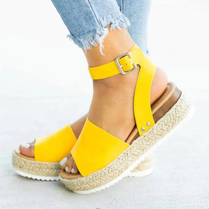 Damen Sandalen Espadrille Sohle Verstellbarer Riemen