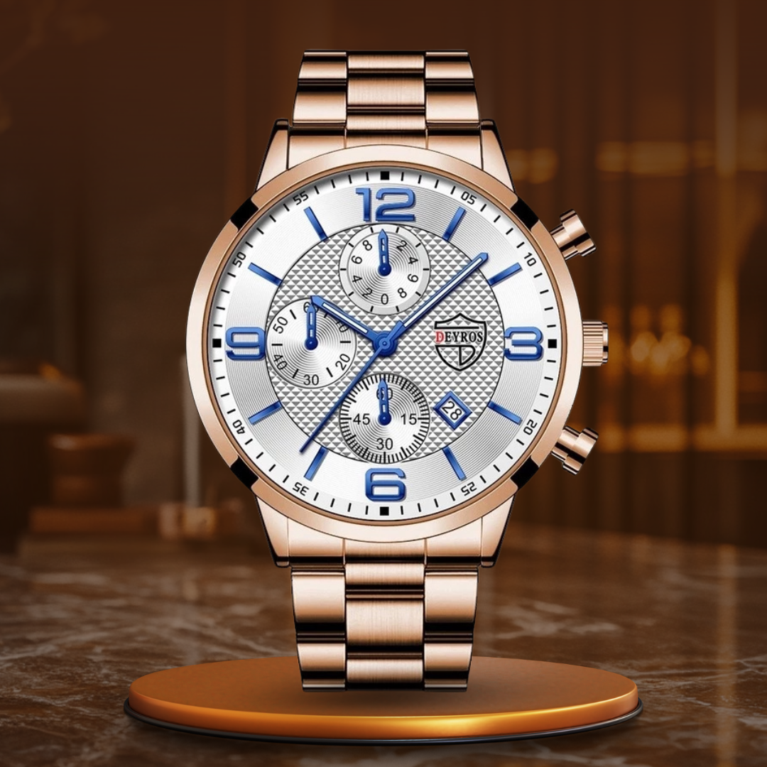 Herren Armbanduhr Edelstahl Schwarz Elegant