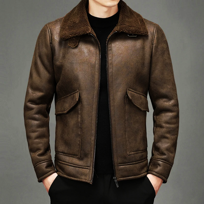 Lederjacke Herren Vintage Style Ledermantel Elegant - BerlinGlamour