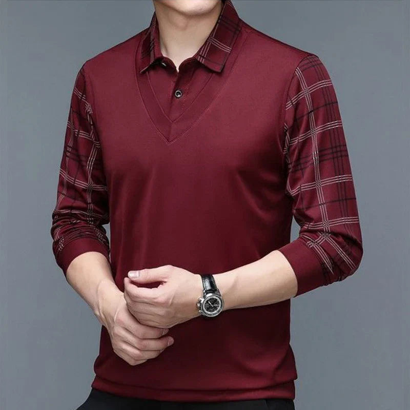 Herren Poloshirt Langarm Klassisch Elegант