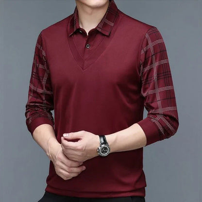 Herren Poloshirt Langarm Klassisch Elegант