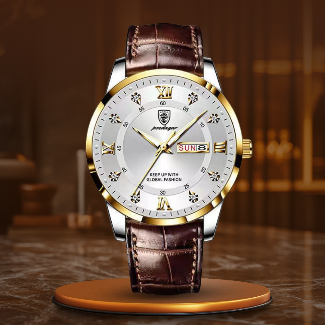 Herrenuhr Elegantes Design Lederband Schweizer Qualität