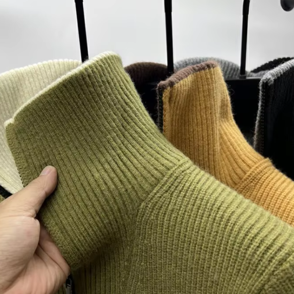 Herren Pullover Stehkragen Reißverschluss Sportlich Modern