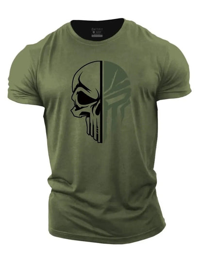 Herren T-Shirt Totenkopf Militär Style Schwarz