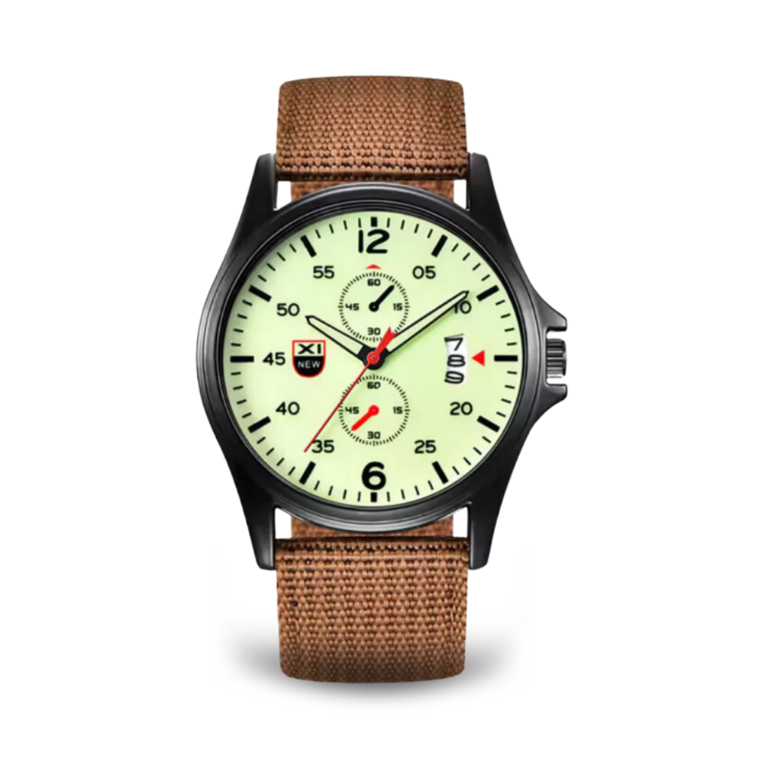 Herrenuhr Militärstil Quarz Sportuhr Schwarz