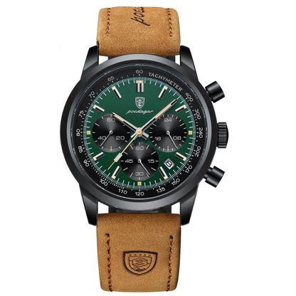 Herren Armbanduhr Chronograph Leder Automatik
