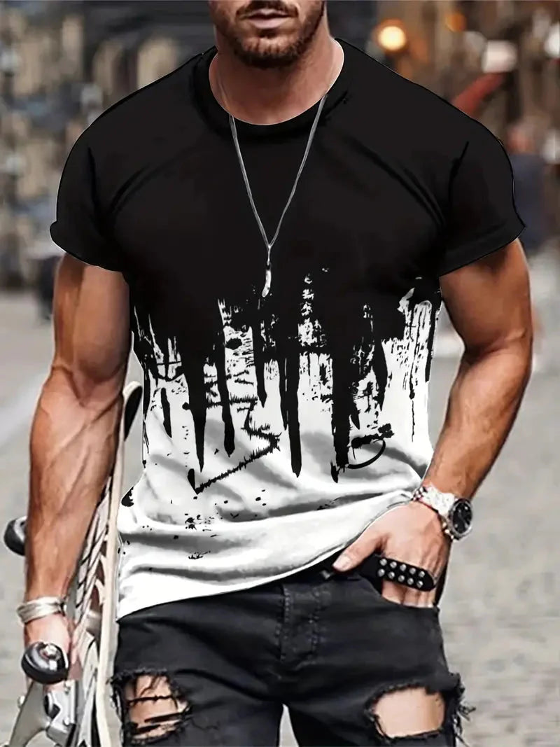 Herren T-Shirt Casual Splash Print Hemd Relaxed Fit - BerlinGlamour