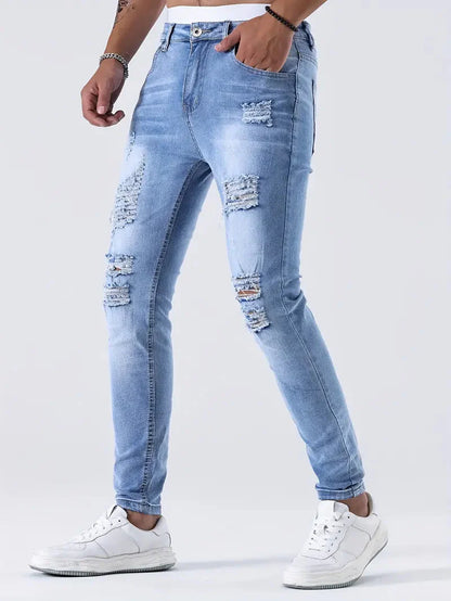 Männer Slim Fit Jeans Rissig Trendy - BerlinGlamour