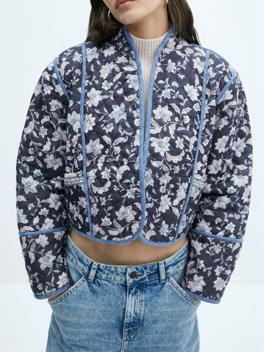 Blumenjacke Übergangsjacke Damen Quilted Reversibel - BerlinGlamour
