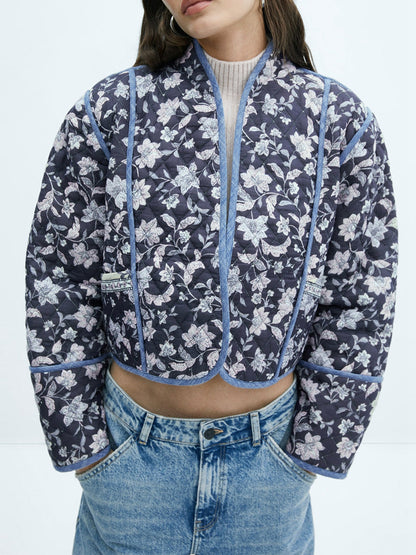 Blumenjacke Übergangsjacke Damen Quilted Reversibel - BerlinGlamour