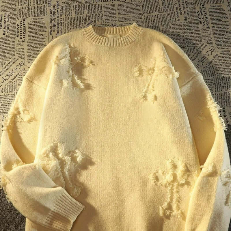 Zerrissener Pullover Herren Loose Fit Trendy - BerlinGlamour