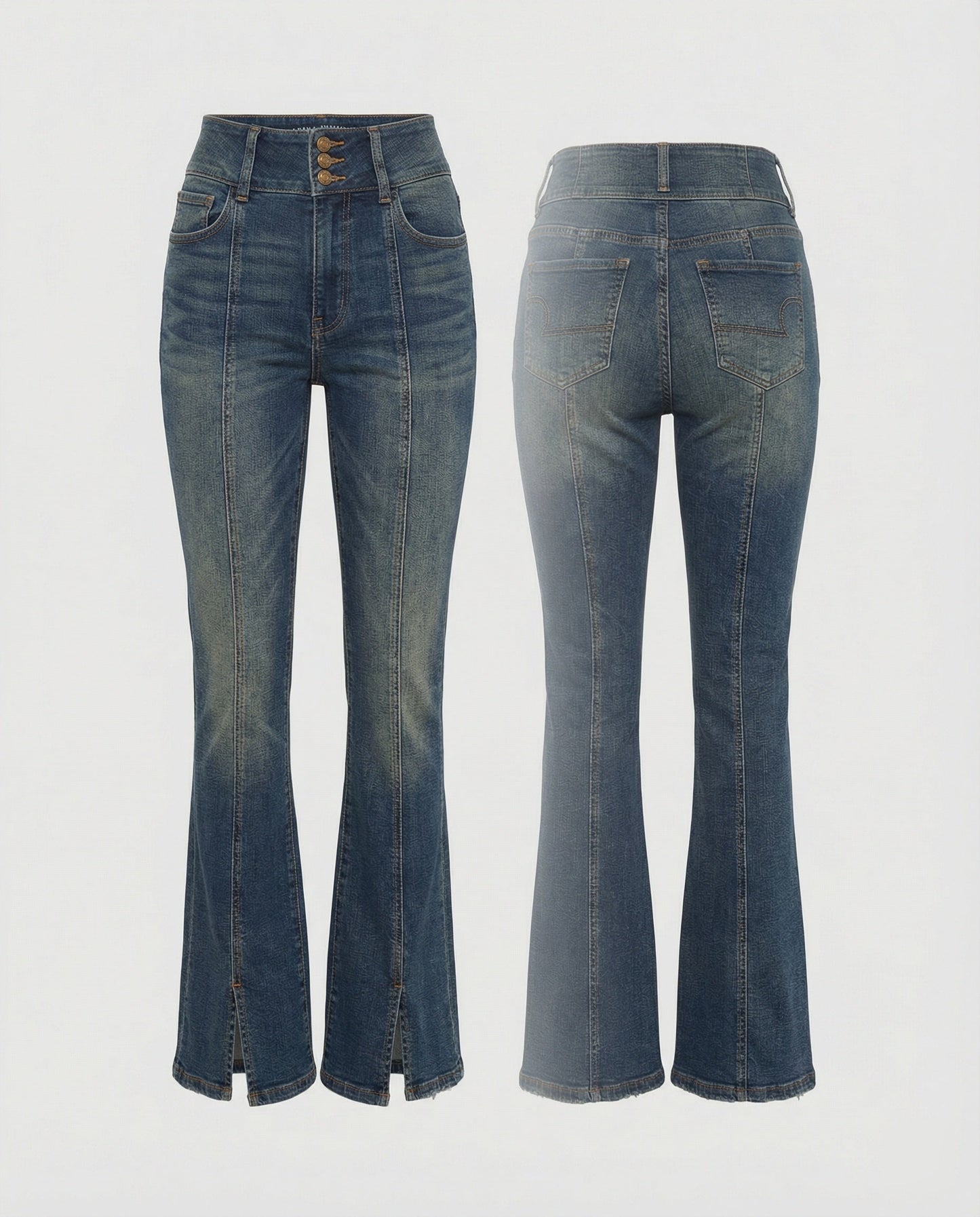 Blaue High-Waist Jeans Damen Slim Fit