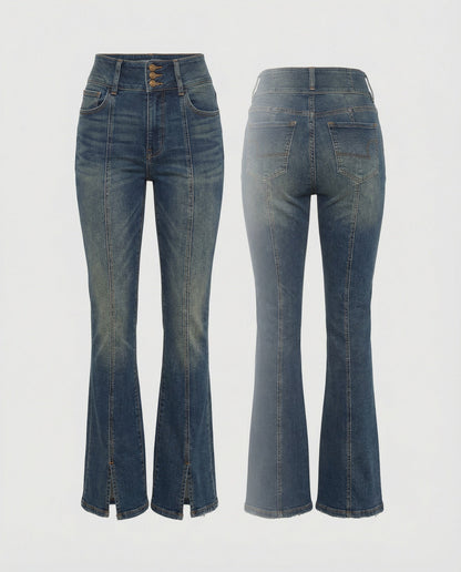 Blaue High-Waist Jeans Damen Slim Fit