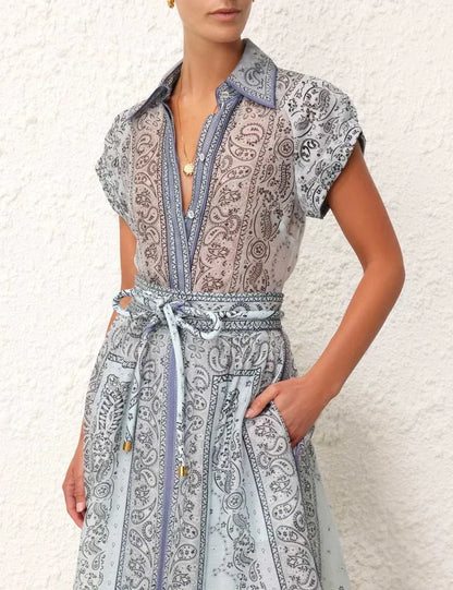 Paisley Bluse Maxi Rock Set Elegant Damen