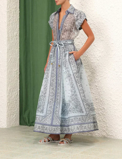 Paisley Bluse Maxi Rock Set Elegant Damen