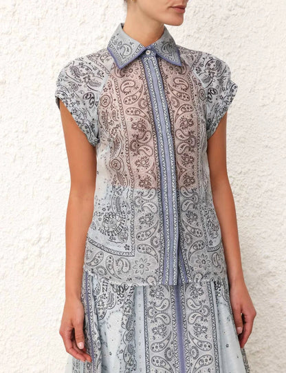 Paisley Bluse Maxi Rock Set Elegant Damen