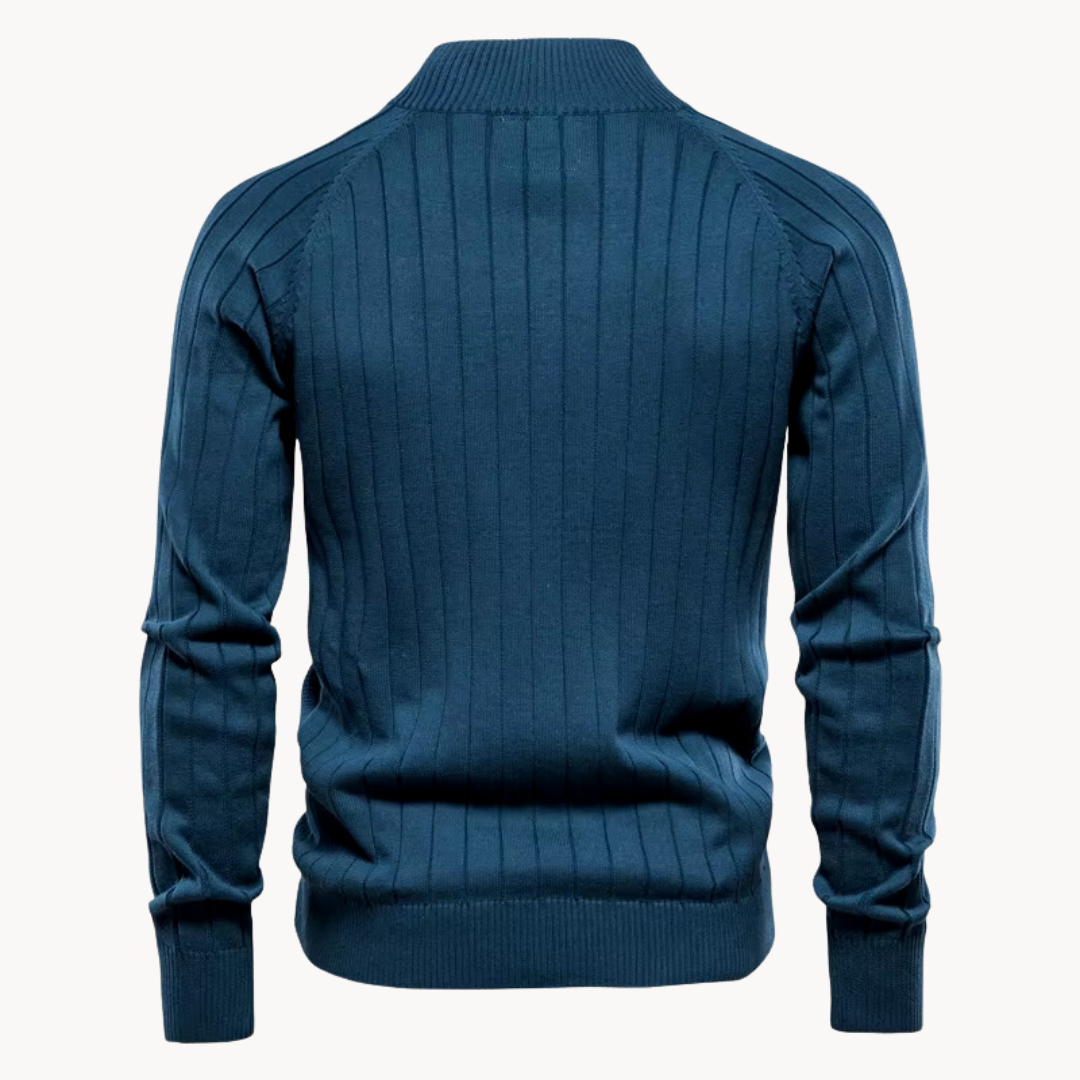 Zip-Up Cardigan – Herren-Strickjacke mit durchgehendem Reißverschluss und feiner Strickstruktur-Chaps Herrenmode