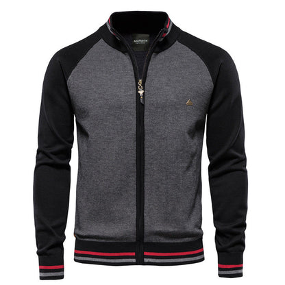 Zip-Up Cardigan – Herren-Strickjacke mit durchgehendem Reißverschluss und feiner Strickstruktur-Grau-M-Chaps Herrenmode