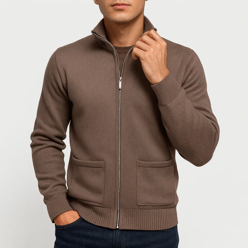 Herren Strickjacke Zip-Up mit Taschen - BerlinGlamour