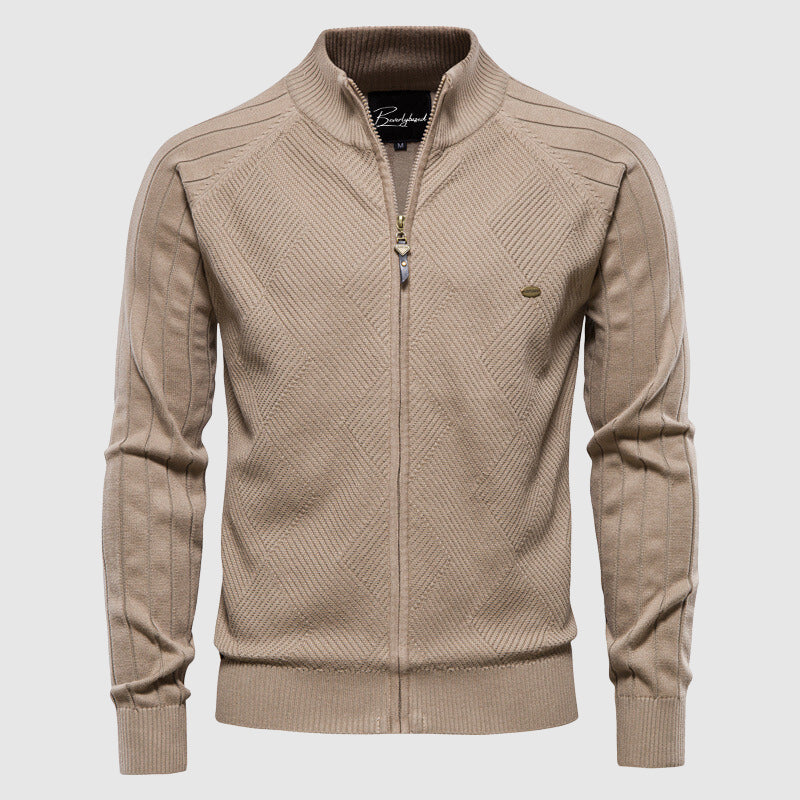 Männer Strickjacke Zip Up Cardigan Durchgehend Reißverschluss - BerlinGlamour