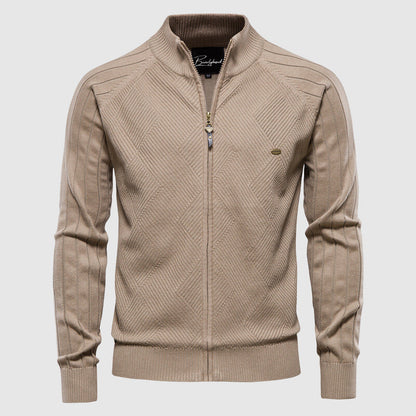 Männer Strickjacke Zip Up Cardigan Durchgehend Reißverschluss - BerlinGlamour