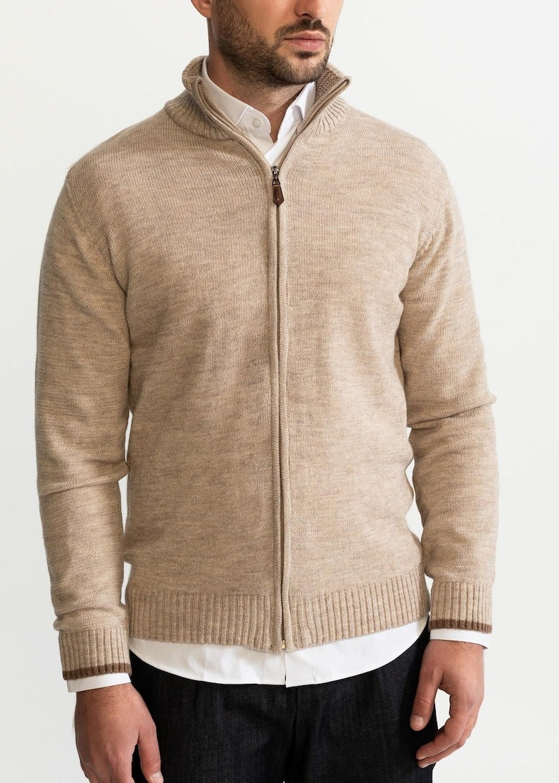Herren Strickjacke Zip Up Cardigan Reißverschluss - BerlinGlamour