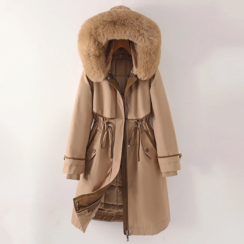 Damen Winterjacke Lang mit Kapuze Warm