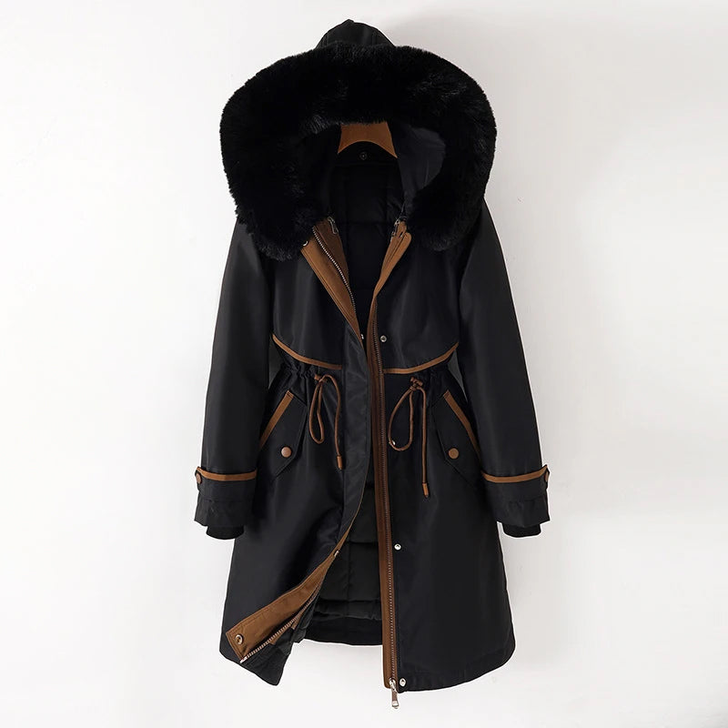 Damen Winterjacke Lang mit Kapuze Warm