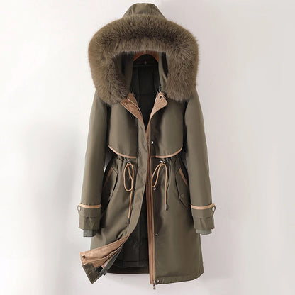 Damen Winterjacke Lang mit Kapuze Warm - BerlinGlamour