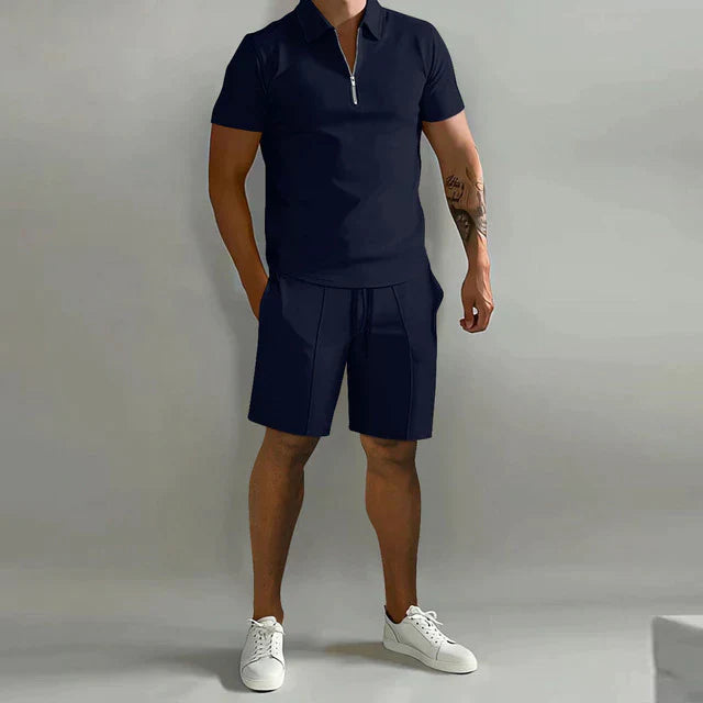 Herren Polo Set Sommer Shorts Elegant Kurz