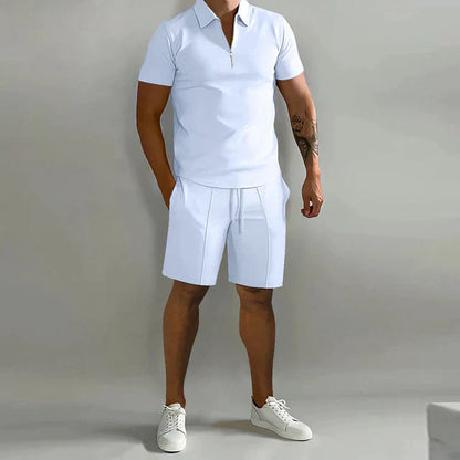 Herren Polo Set Sommer Shorts Elegant Kurz