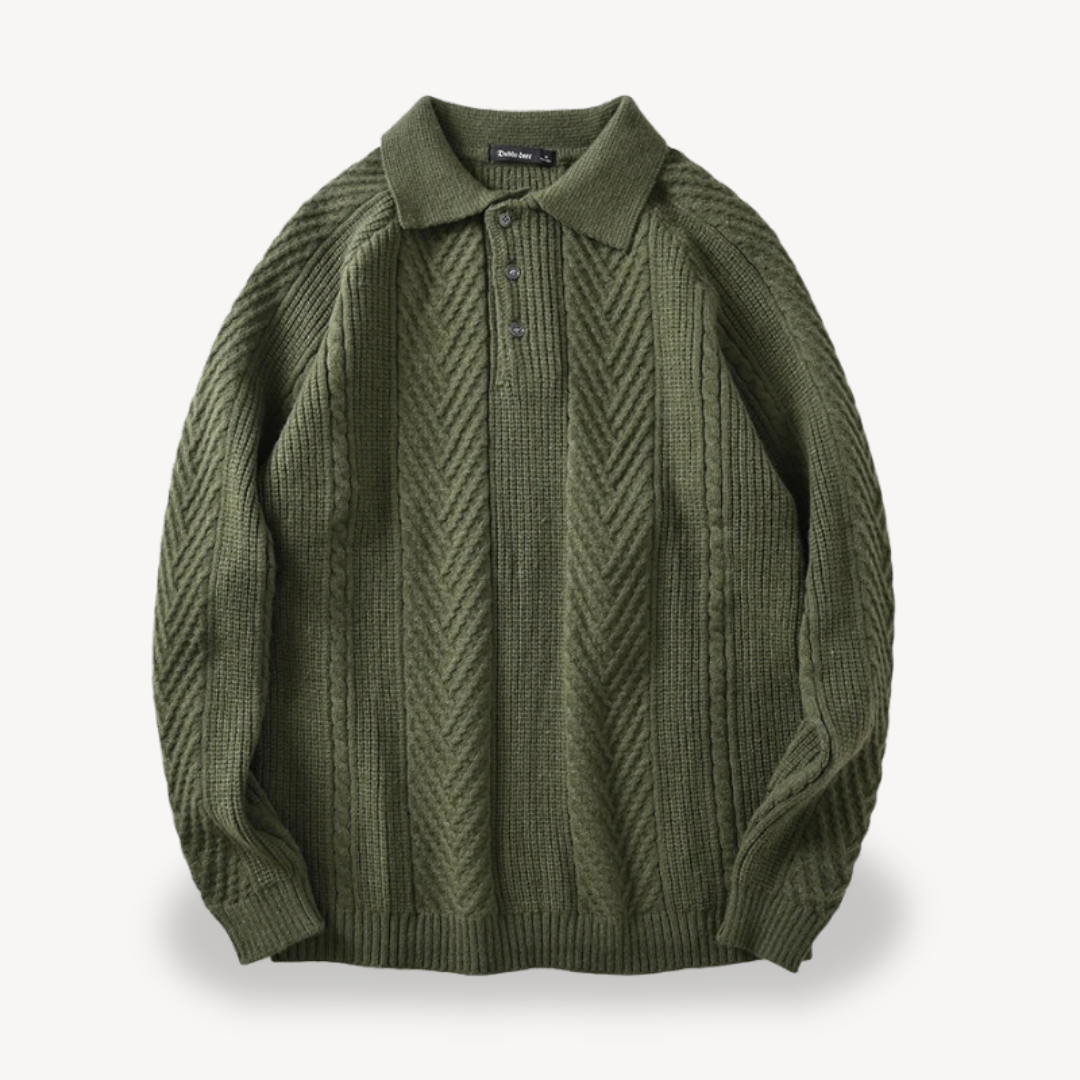 Zopfmuster-Polopullover für Herren | Loravelle 1